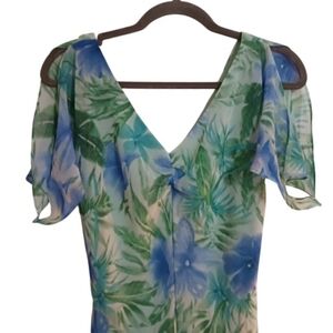 dressbarn Blue and Green Floral Dress. SZ 6